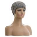 MOONSHOW Grey Short Pixie Wigs for Black Women Short Grey Hair Wig Pixie Cut Wigs for Black Women Pixie Cut Hairstyles Natural Synthetic Gray Wig