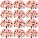 Tigeen 24 Bundles Peonies Artificial Flowers Faux Roses Silk Flowers Hydrangea Artificial Bouquet for Wedding Table Centerpiece Floral Vase Home Office Bridal Decor (Pink)