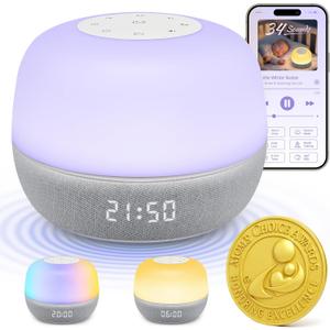 2025 Mom's Choice Awards | Sound Machine Baby White Noise Machine with Sunrise Alarm Clock & App Control  360 RGB Night Light, Sleep Soother for Adults & Kids, Newborn Essentials Shower Gift