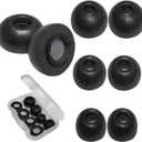 Luckvan 4 Sizes Memory Foam Ear Tips for Samsung Galaxy Buds3 Pro Replacement Earbuds Tips for Galaxy Buds 3 Pro Earbud Fit in Case Black, 4 Pairs