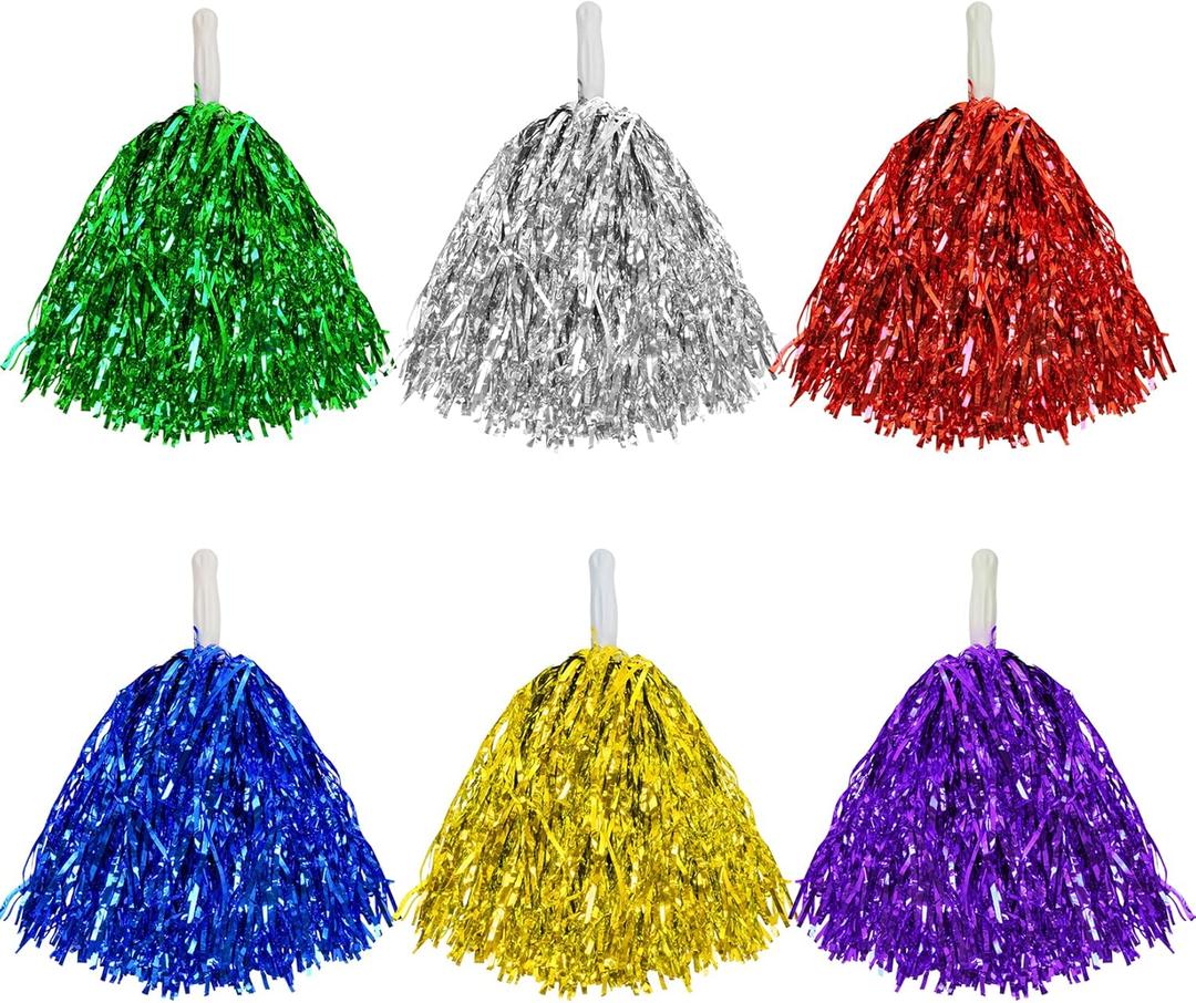 baotongle 12 PCS Cheerleading Squad Spirited Fun Poms Pompoms Cheer Costume Accessory for Party Dance Sports (Multicolor)