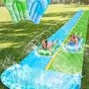 JOYIN 22.5FT Water Slide and 2 Inflatable Boards, Extra Long Heavy Duty Double Lawn Waterslide with Sprinkler for Kids Adults Backyard Summer Water Toy Outdoor Fun, Blue, Green