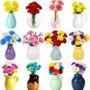12 Pcs Cute Mini Ceramic Vase Fridge Magnets with Artificial Flowers | Funny Tiny Vase Magnet for Fridge Decorative, Office, Kitchen, Locker, Whiteboard