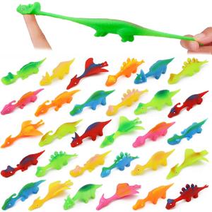 Pushmick 30 Pcs Slingshot Dinosaur Finger Toys, catapult toys as fun as slingshot chicken, cute shapes, more colors, Great for Flying Games and Party Favors.
