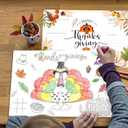 Thanksgiving Disposable Paper Placemats - 24 Pack Fall Turkey Harvest Thanksgiving Day Placemats for Kids Painting Coloring Family Dining Table Mats Holiday Table Decorations