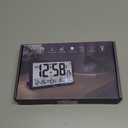 WallarGe Atomic Wall Clock with Backlight, Digital Wall Clock Battery Operated for Classroom, Bedroom, Office, Large Display with Indoor Temperature, Humidity, Date, AUTO DST, 6 Time Zones (Black)