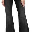 Sidefeel Women's Flare Jeans High Waisted Bell Bottom Stretchy Patch Hem Denim Pants with Pockets (8, Black)