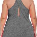 ForHailey Women's Plus Size Athletic Tank Tops Cross Backless Racerback Workout Yoga Running Sleevelss Shirts (2X-Large Plus, Grey)