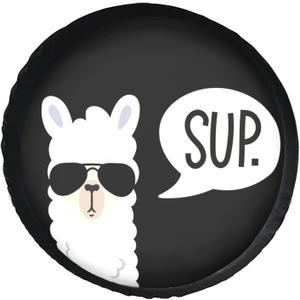 Funny Sup Llama Spare Tire Cover Wheel Protectors Dust-Proof Wheel Tire Cover Fit,Trailer, Rv, SUV and Many Vehicle 17inch