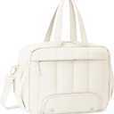 For Spirit Airlines Personal Item Bag 18x14x8 Puffer Travel Duffel Bag with Shoe Compartment Underseat Carry on Luggage Fit 15.6-Inch Laptop Gym Bag for Women Men (Camel)