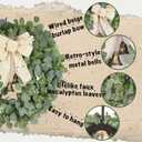 28 Inch Eucalyptus Wreath with Bells & Bow for Front Door, Faux Greenery Wreath for Spring Summer All Seasons Year Round, Green Eucalyptus Decor for Home Farmhouse Indoor Outdoor Porch Wall