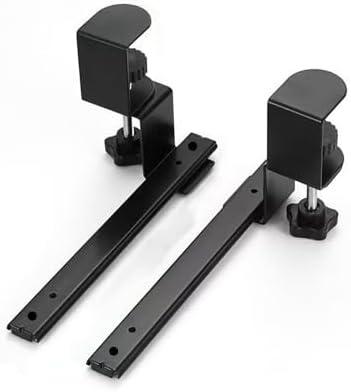 C-Clamp Mount Bracket for Under Desk Keyboard Tray, 2 Pack Black | Replacement, No Drill Steel Clamp Set, Adjustable Keyboard Drawer Support Brackets
