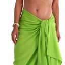 Womens Plus Size Fringeless (TM) Swimsuit Sarong (Lime Green)