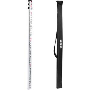 KEZERS 9 FT Dual Sided Aluminum Grade Rod - 8ths, 3 Section Telescopic Rod with Carrying Case