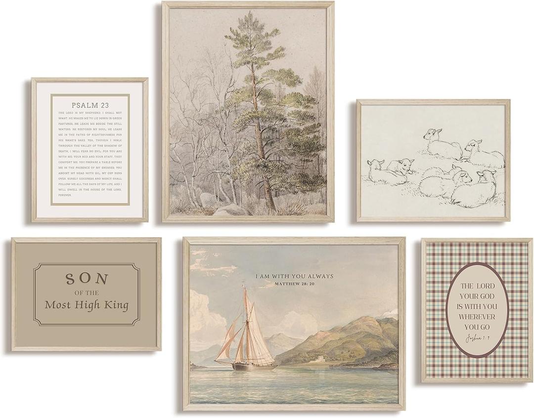 Nursery Christian Wall Art Decor Vintage Bible Verse Posters Baby Boy Nursery Canvas Wall Decor Kids Scripture Pictures Religious Playroom Prints Christian Artwork for Bedroom 8x10x6 Inch Wood Framed