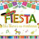 Fabric 72x43inch Mexican Fiesta Backdrop Cinco De Mayo Carnival Papel Picado Guitar Colorful Serape Blanket Photography Background Party Decorations Photo Banner