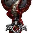 YIXINLOMYY Dragon Goblet Stainless Steel Dungeons and Dragon Gift for Men, 7 oz Chalice Wine Goblet Cross Medieval Drinking Cups Gothic D&D Goblet Vintage Halloween Christmas Gift (Red)