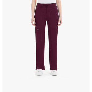 QBK Yoga Scrub Pants Women Mid Rise Yoga Work Pants- Five Pocket Cargo Scrub Pant, Size L