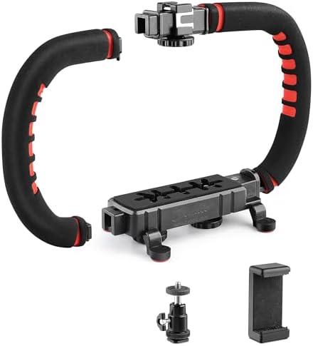 Zeadio Camera Smartphone Stabilizer, Handle Grip Handheld Video Rig, Compatibility with All Camera, Camcorder, Action Camera, DSLR and for All iPhone and Android Smartphones