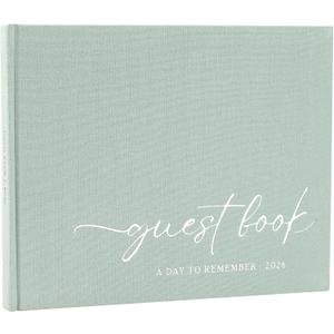LONLAT Elegant Wedding Guest Book for Wedding Reception, Beautiful Guestbook for Baby Shower and Wedding Decor, 100 Blank Pages for Sign in, Polaroid Pictures and Photos, Linen Cover (2026, Green)