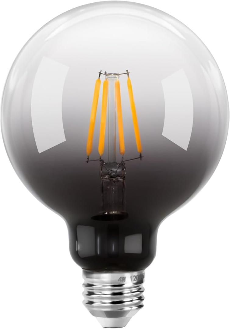 ONEWISH LED Globe Bulb, Warm White 300LM 2700K 4W, 35W Equivalent, E26 Base, Edison Light Bulb for Home Decor, 1 Pack (Black)