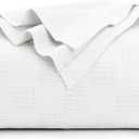 Utopia Bedding White 100% Cotton Blanket [Full Size - 90x84 Inch] 350GSM Lightweight, Soft and Breathable Thermal Blanket for All Seasons