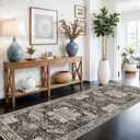 RUUGME Washable 3X8 Runner Rugs - Large Boho Rugs for Living Room Stain Resistant Carpet Vintage Tribal Rugs for Bedroom Kitchen Bathroom Non Slip Backing Home Decor Floor Decoration Mat 3X8 Black