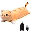 20" Brown Cat Heating Pad for Period Cramps USB Portable Electric 5 Heat Settings 5 Timer Modes Auto Shut Off Plush Stuffed Animal Warmer for Neck Back Pain Relax for Women Kids