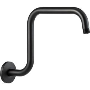 OFFO Shower Head Extension Arm 13 in, S Shaped High Rise Extender with Flange Shower Head Pipe Arm, Matte Black OFFO Shower Head Extension Arm 13 in, S Shaped High Rise Extender with Flange Shower Head Pipe Arm, Matte Black