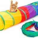 iCAGY Cat Tunnel for Indoor Cats Interactive, Rabbit Tunnel Toys, Pet Toys Play Tunnels for Cats Kittens Rabbits Puppies Crinkle Pop Up Rainbow 45"