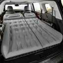 SUV Air Mattress Thickened & Double Sided Flocking Bed Cushion 2 Pillow Car Airbed Mattress with 3 in 1 Wireless Pump Portable Road Trip Sleeping Pad for Travel Camping, Gray (Grey)