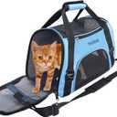 YLONG Airline Approved Pet Carrier,Soft-Sided Pet Travel Carrier for Cats Dogs Puppy Comfort Portable Foldable Pet Bag (17.5"L x 7.5"W x 11.0"H, Blue)