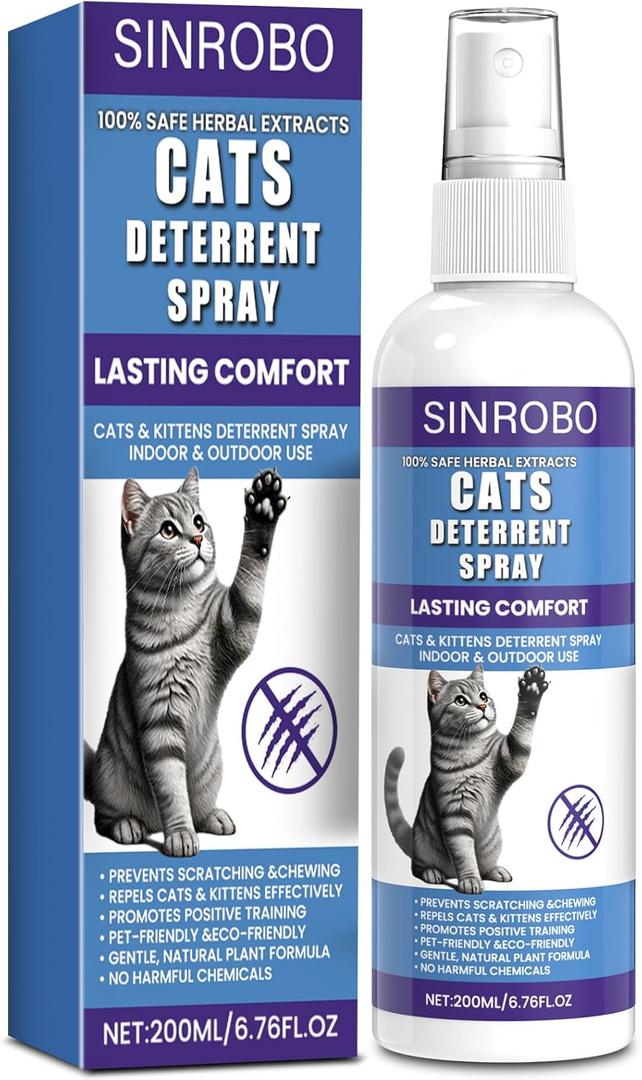 Cat Deterrent Spray - Natural Cat Repellent Spray for Furniture, Safe Indoor & Outdoor Training Aid for Urine Marking & Anti-Scratch (200 ML)