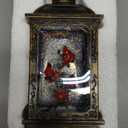 Cardinal Snow Globe Christmas Lantern Decorations With Timer & Music, USB & Battery Powered Birdcage Decor - 12.5 Inch