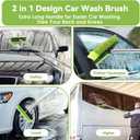 2 Pack Car Wash Brush with Long Handle, 62" Microfiber Car Wash Mop and Car Washing Brush Combo Set, Scratch-Free Soft Bristle Car Wash Mop Brushes Cleaning Kit for Exterior Car, Truck, RV, Boat