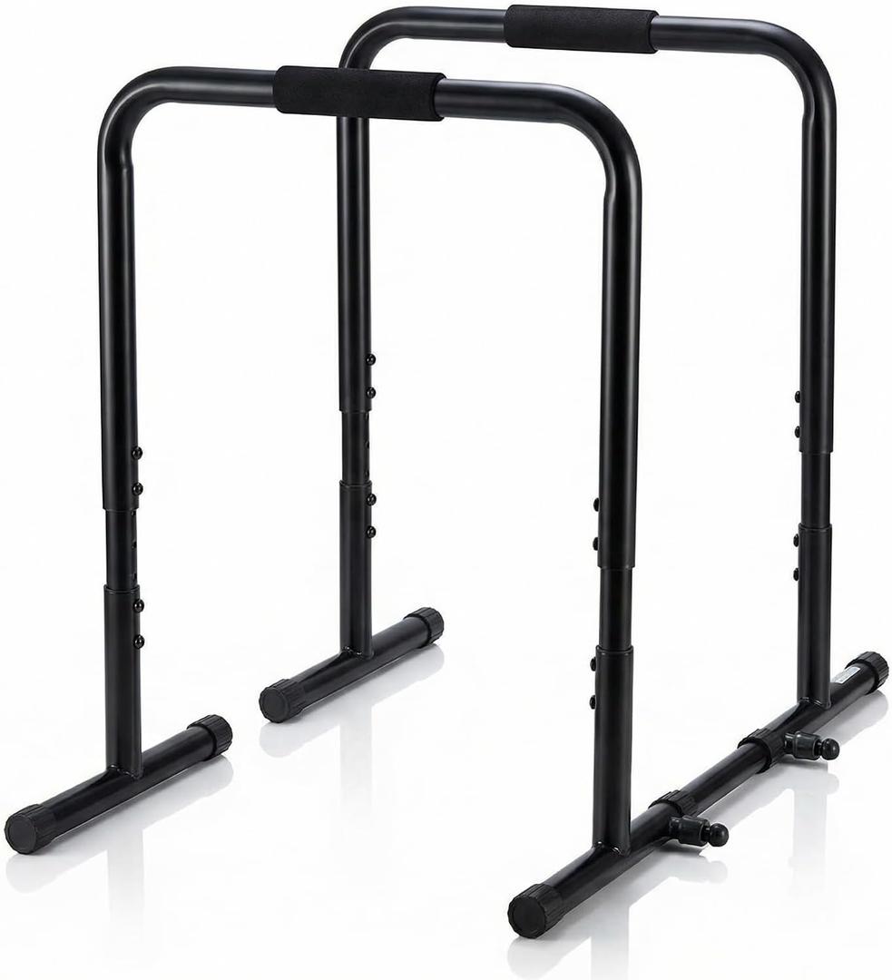 NEWBULIG Dip Bar Station, Adjustable Parallel Parallettes Bar with Soft High-Density Foam Handles, Heavy Duty Dip Stands Workout Equipment for Home, Gym, Patio, Office