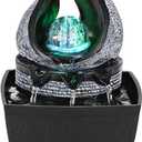 Tabletop Water Fountains Indoor, 3 Gears Desktop Fountain with Led Rolling Ball, Table Top Small Water Feature Interior Zen Relaxation Decor for Home Bedroom Living Room Office Apartment 5.2"L x 4.8"W x 7.3"H