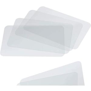 CraftyCrocodile Clear Plastic Placemats Set of 4 - Vinyl Table Protector for Dining, Kitchen, Office, Painting Table, Shelves - Heat Resistant, Crystal Clear, Wipeable Place Mats - 17.5x12