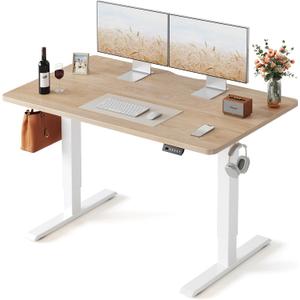 FEZIBO Standing Desk 48 × 24 Inch Electric Height Adjustable, Maple