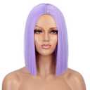 ENTRANCED STYLES Purple Wig Straight Bob Hair 12 Inch Synthetic Lavender Wigs for Women Colorful Cosplay High Temperature Heat Resistant Wig