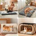 FURTIME Washable Dog Bed Large Sized Dogs, Deluxe Dog Crate Beds Comfy Fluffy Kennel Pad Anti-Slip Pet Sleeping Mat, Machine Washable Dogs Pillow, 35"x23"x3.5", Blue