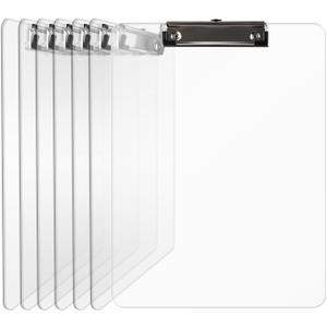 Plastic Clipboards, A4 Acrylic Clear Board 8.5x11 for Classroom, Students, Transparent Letter Size 9" x 12.5" with Low Profile Clip, Office & School Supply(Pack of 6)