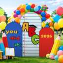 VitalCozy 3 Pcs Notebook Arch Cover Fitted Arch Stand Covers Round Top for Kindergarten Preschool School Classroom Party Decorations Student Portrait Photoshoot(Graduation,4ft,5ft,6ft)