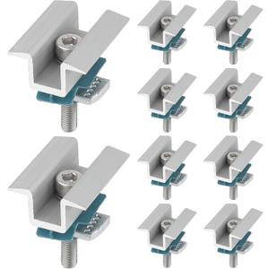 10 Pcs Adjustable Solar Panel Clamps for Unistrut System Mounting Bracket, Wide PV Photovoltaic Support Mid, Secure Aluminum Hardware Roof Mount Kit with Nut Bolt Fit for Standard Roof