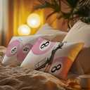 Trendy Preppy Pink Lucky 8 Ball Pillow Covers 18x18, Preppy Room Decor, Trendy Leopard Print 8 Ball Boots Decorative Throw Pillow Covers for Girls Bedroom Dorm Apartment, Set of 2