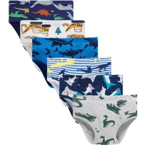 Boboking 100% Cotton Little Boys Briefs Soft Dinosaur Truck Toddler Underwear 12Y