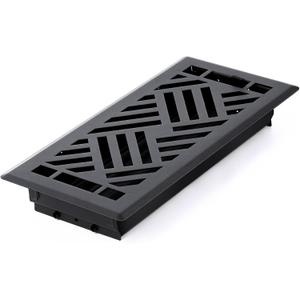 Blulu 1 Pack Floor Register 4" x 10" Black Vent Covers, Heavy Duty Walkable Steel Floor Vent Covers, Diagonal Pattern for Easy Air Flow, Adjustment Damper Rust Proof Finish for Home Decor