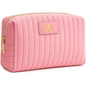 Monogrammed Make Up Bags for Women,Personalized Cosmetic Bags Women,Small Quilted Makeup Pouch,Cute Makeup Bag Travel,Birthday Gifts for Teen Girl (Pink Z)