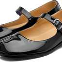 Tabi Mary Jane Shoes Women Split Toe Ankle Buckle Strap Womens Flats Comfort Casual Dressy Party School Work Dress Pumps Shoes (7.5, Black)