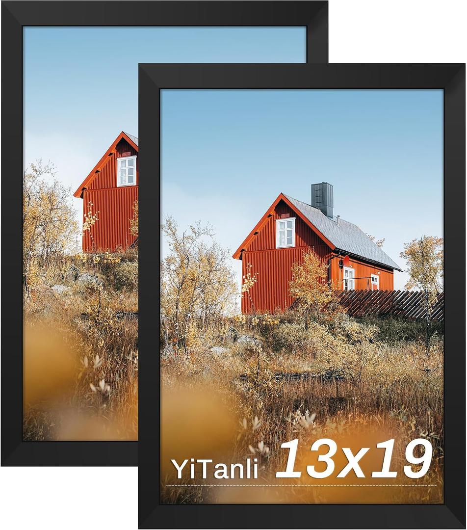 13x19 Picture Frame 2 Pack, Black Wall Gallery Frame for Posters
